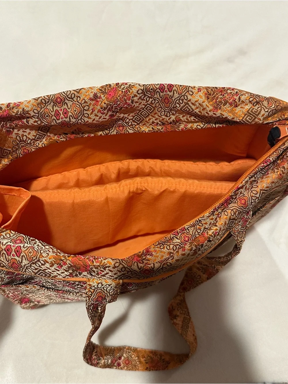 Petunia Pickle Bottom Tan and Orange Patterned Tote